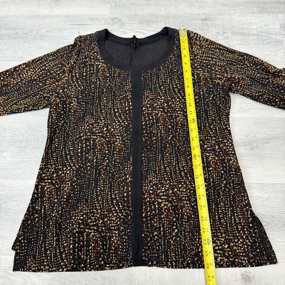 Allison Daley Tunic Blouse Earthtone Brown, Cream, Red Polka Dot 3/4 Sleeve - Picture 11 of 17